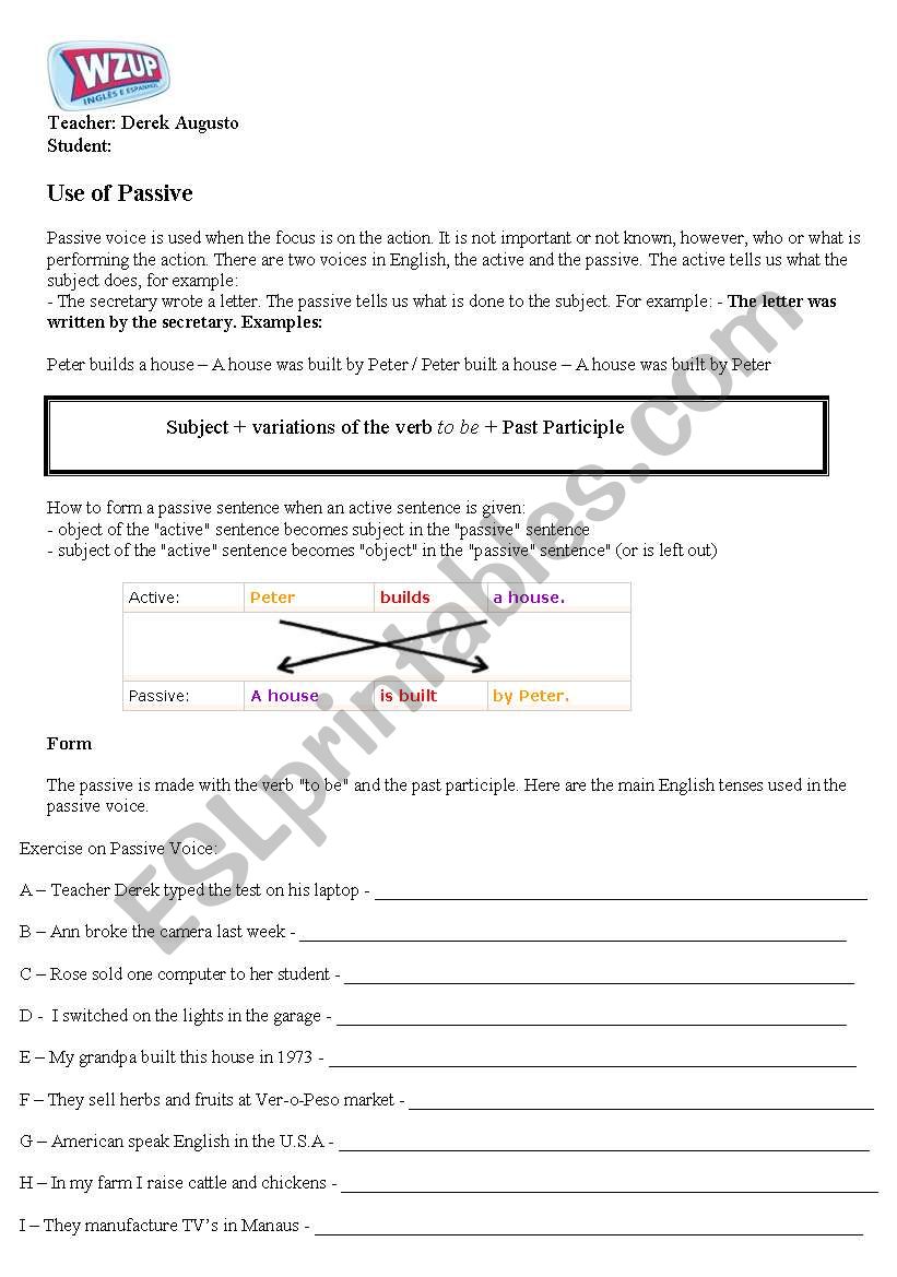 Passive Voice worksheet