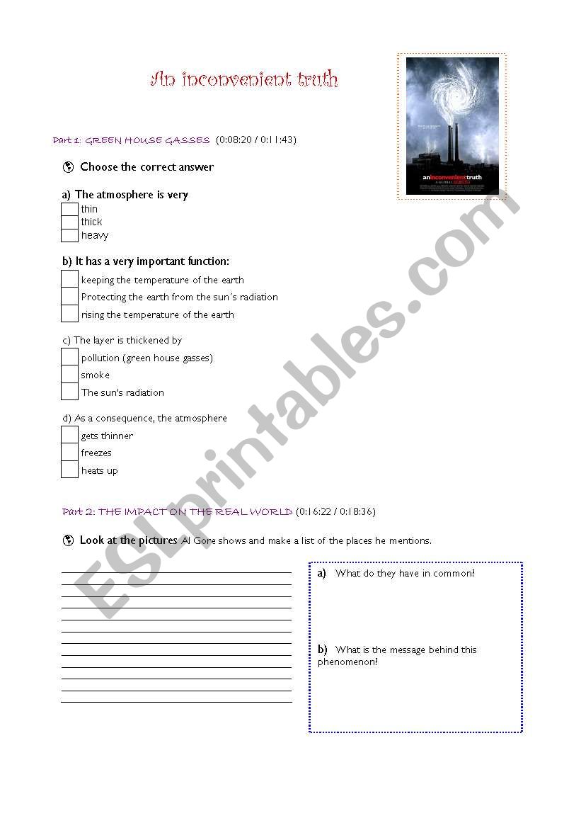 An inconvenient truth worksheet