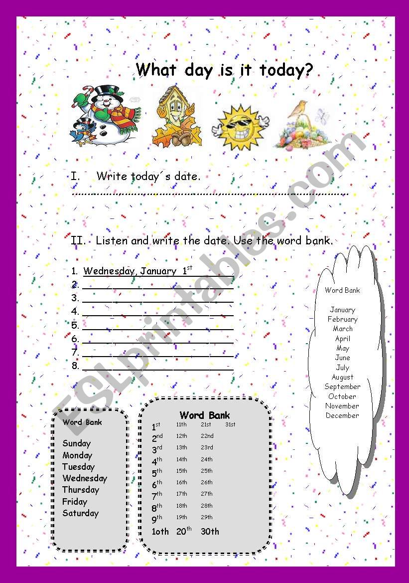 the date worksheet