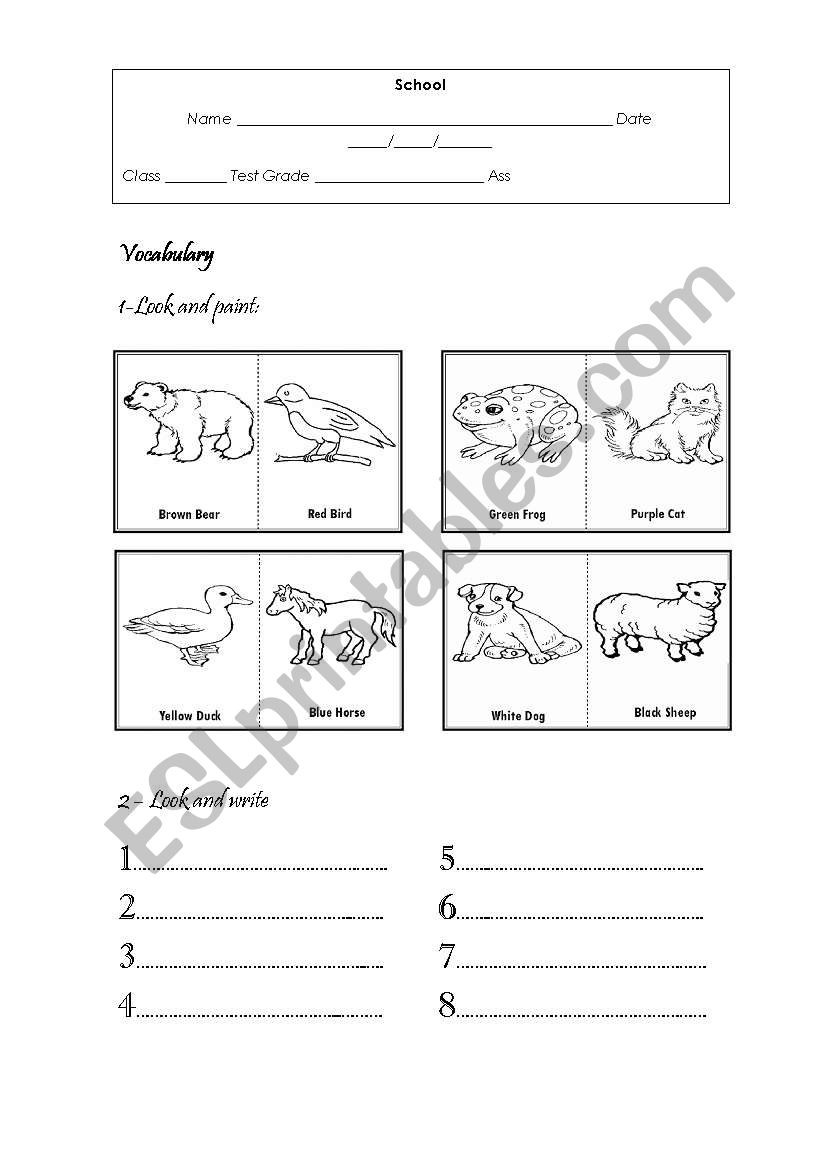 Colors and Numbers worksheet