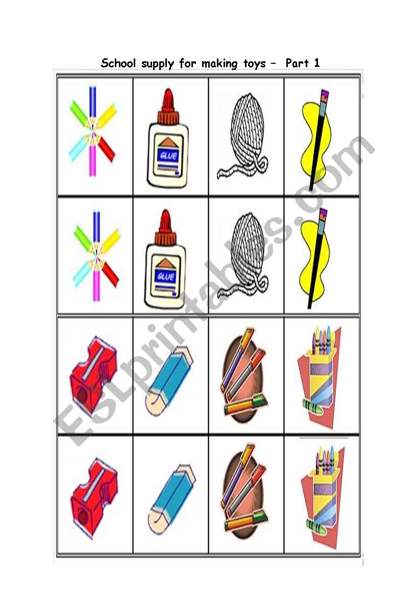 School Supply Memory Game - Part 1