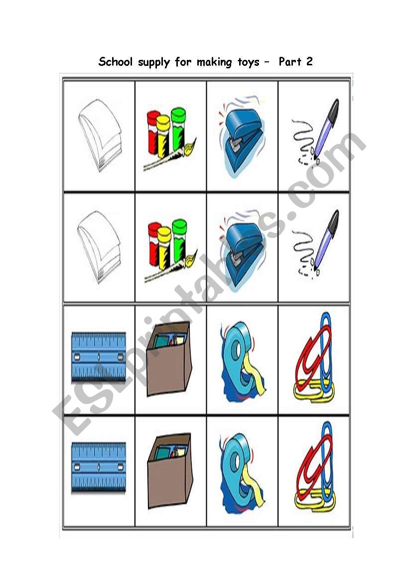 School Supply Memory Game - Part 3