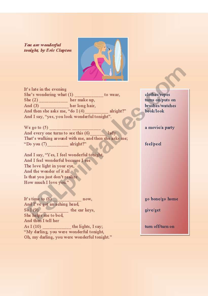 You are beautiful tonight (song)