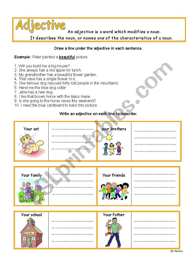 Adjective worksheet