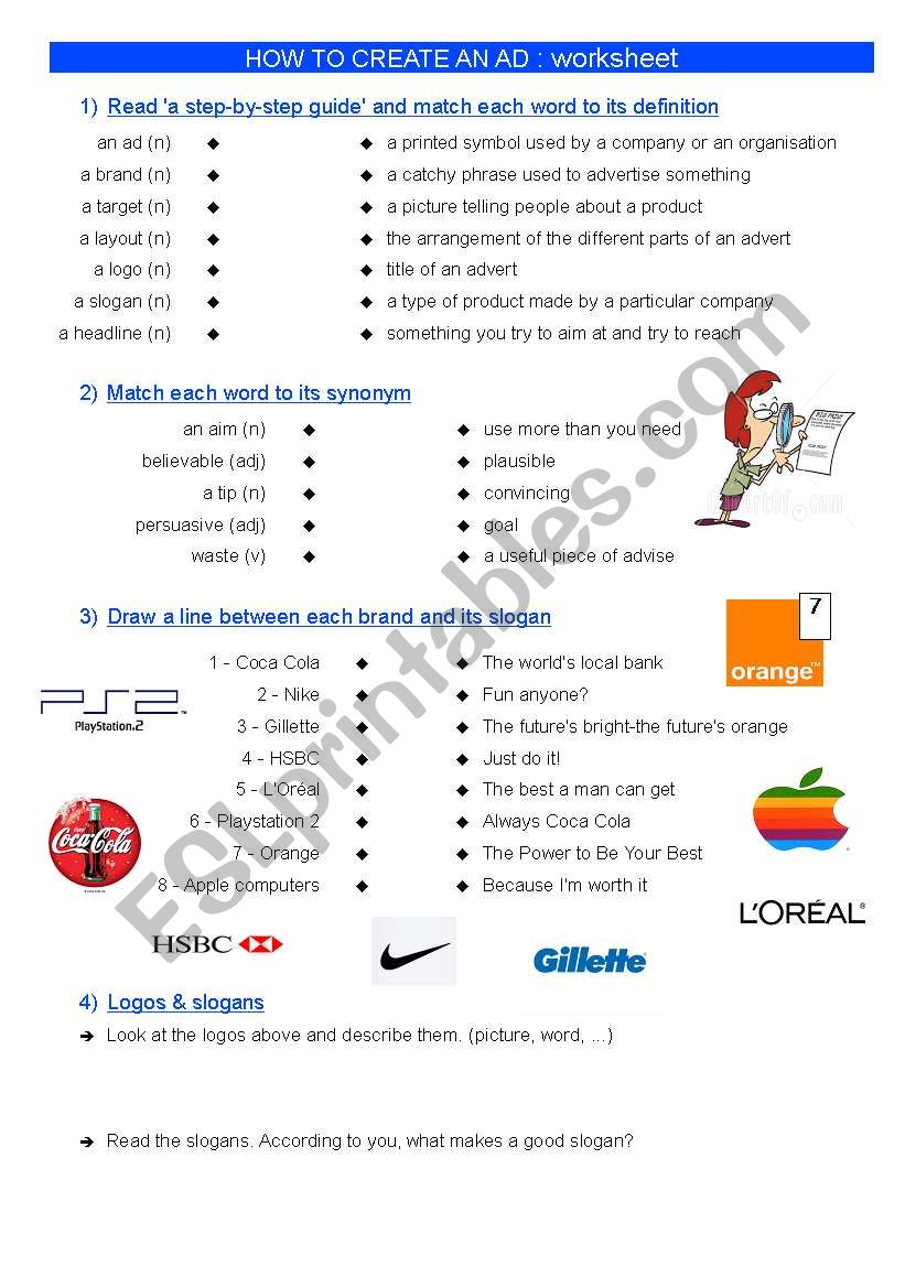 ADVERT : exercises  worksheet