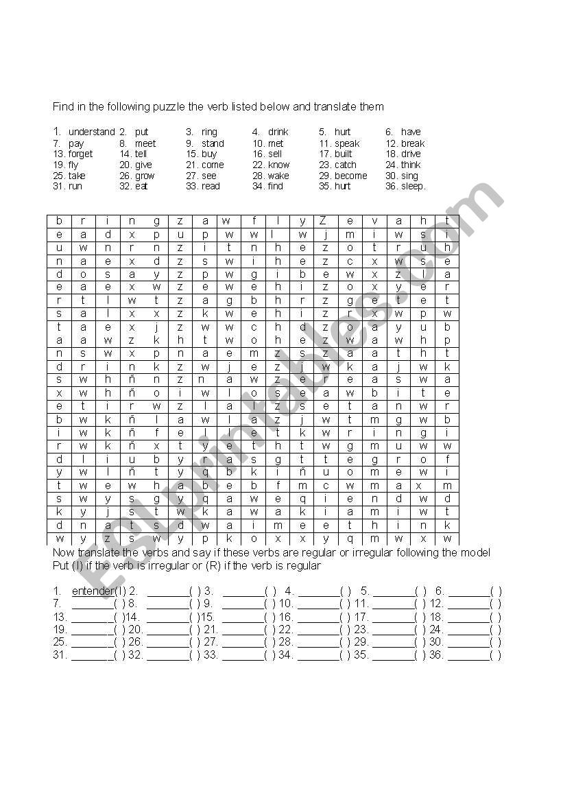 VERBS PUZZLES worksheet