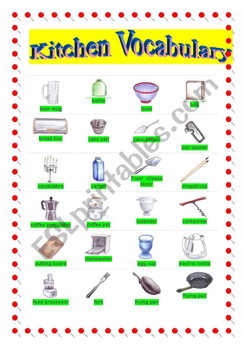 Kitchen Vocabulary worksheet