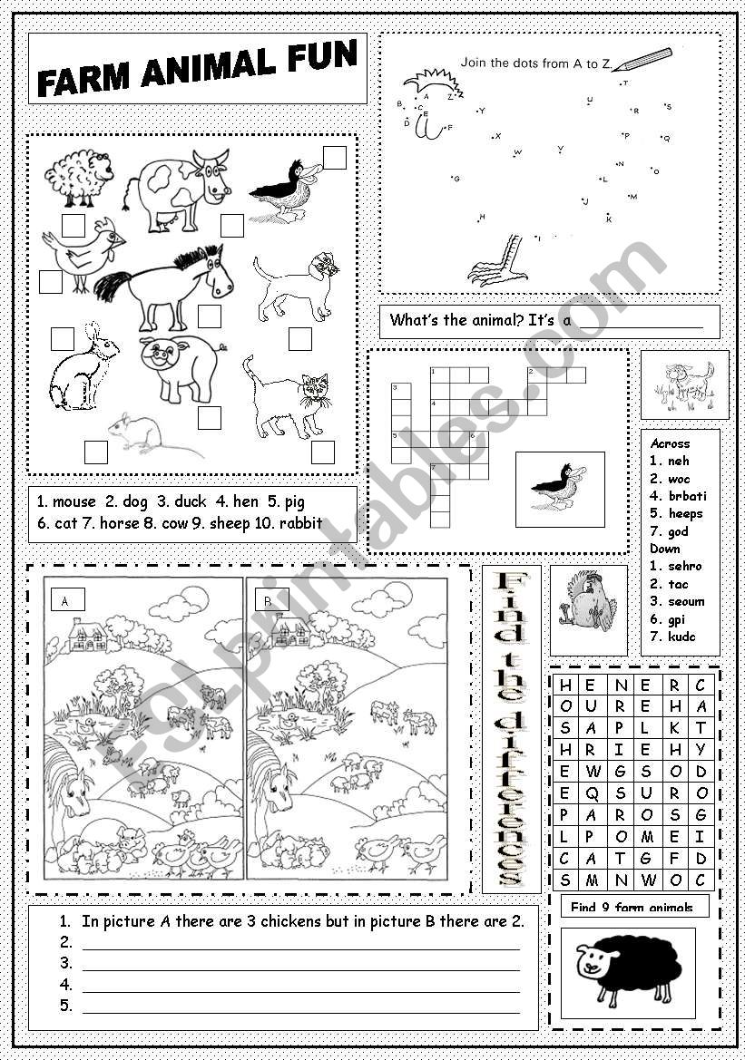 Farm Animal Fun worksheet