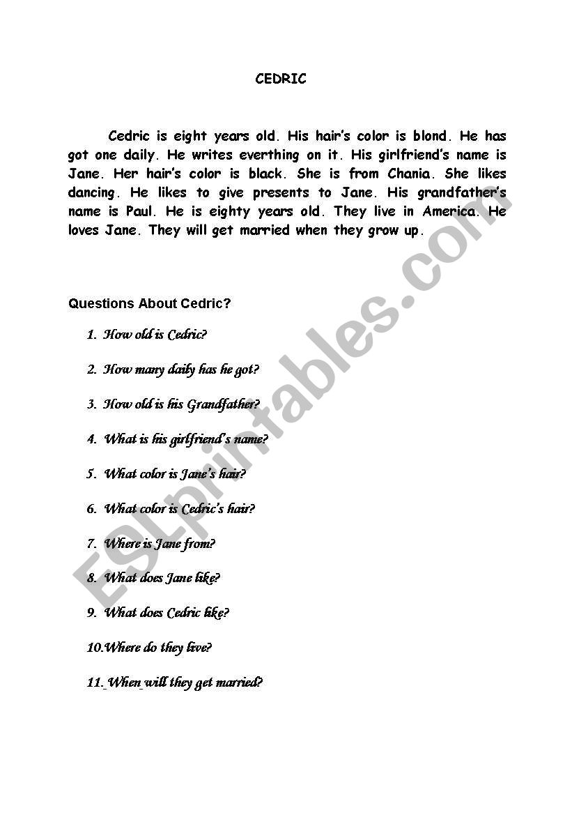 cedric worksheet