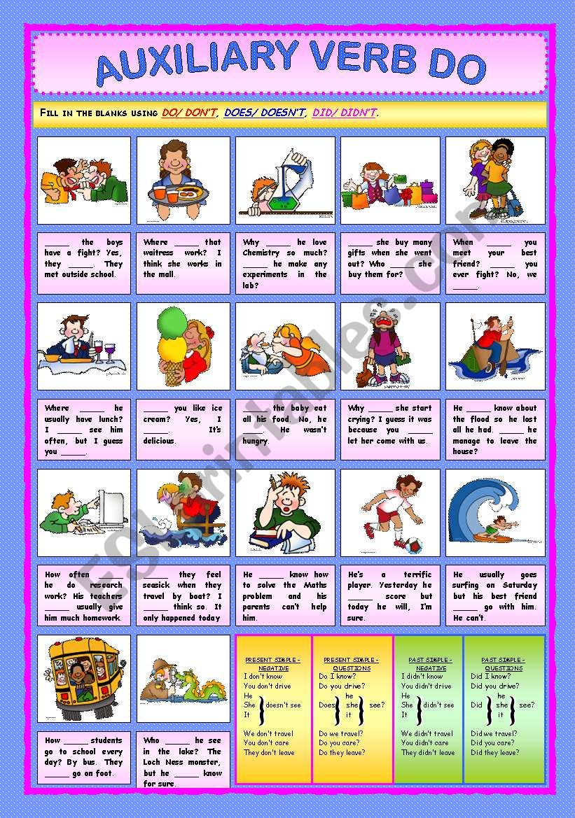 Auxiliary Verbs Worksheet For Class 5