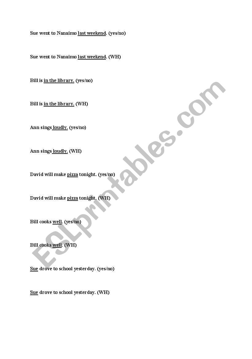 Making questions worksheet