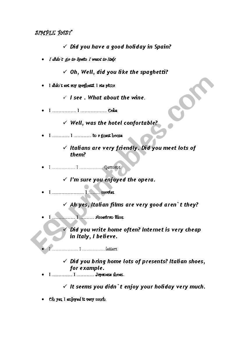 Roleplay - Past simple/continuous - ESL worksheet by Dotty_Dalmatian