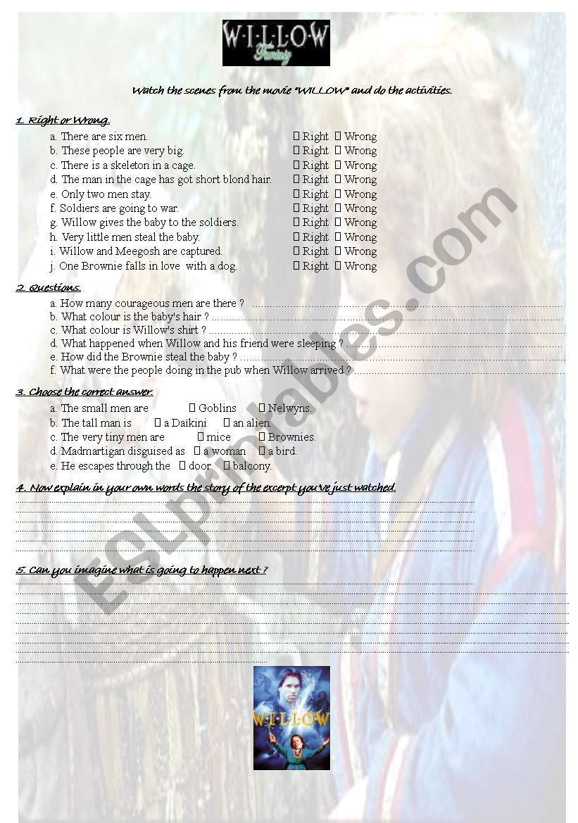 Study a movie - Willow worksheet