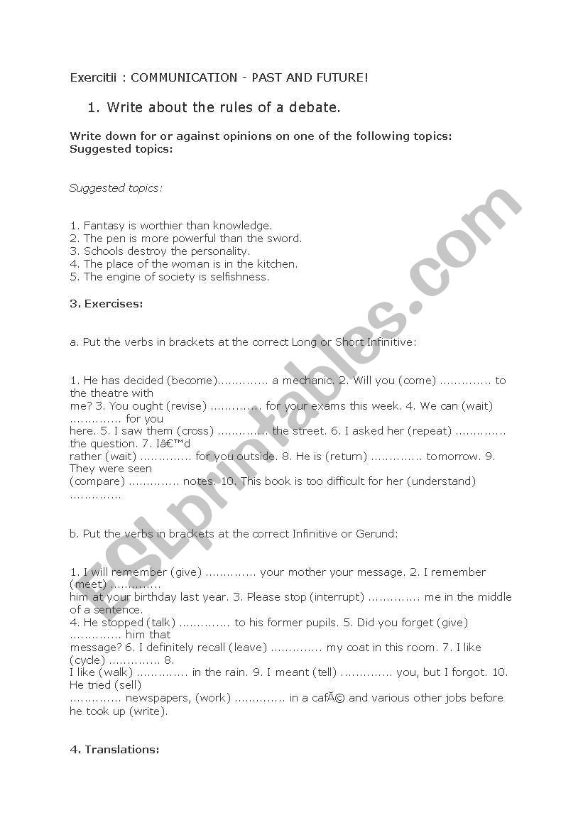 exercitii worksheet