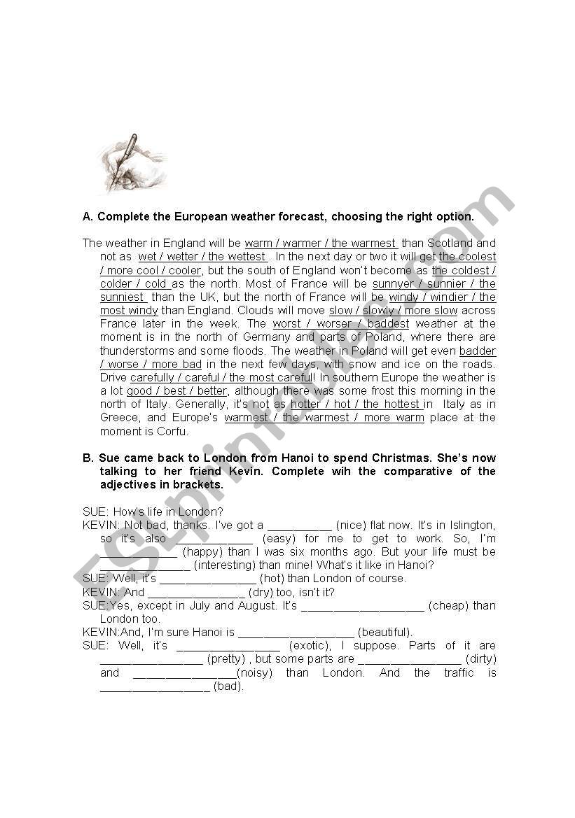 adjective degrees worksheet