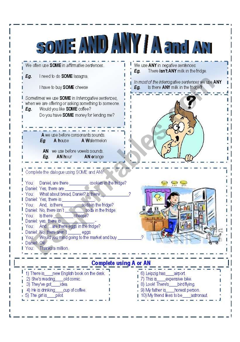 SOME and ANY / A and AN worksheet