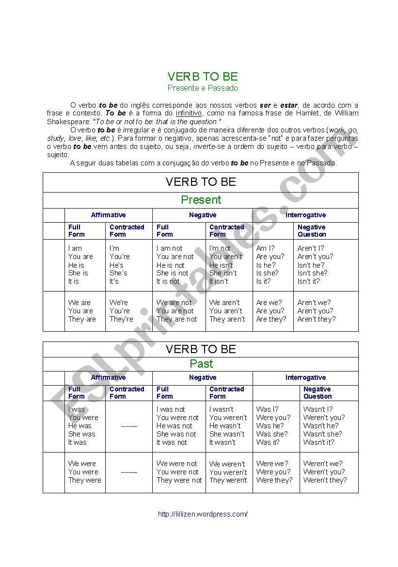 Verb worksheet