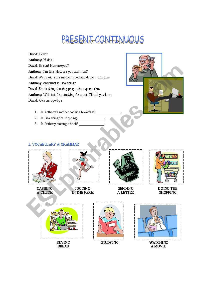 Present Continuous worksheet