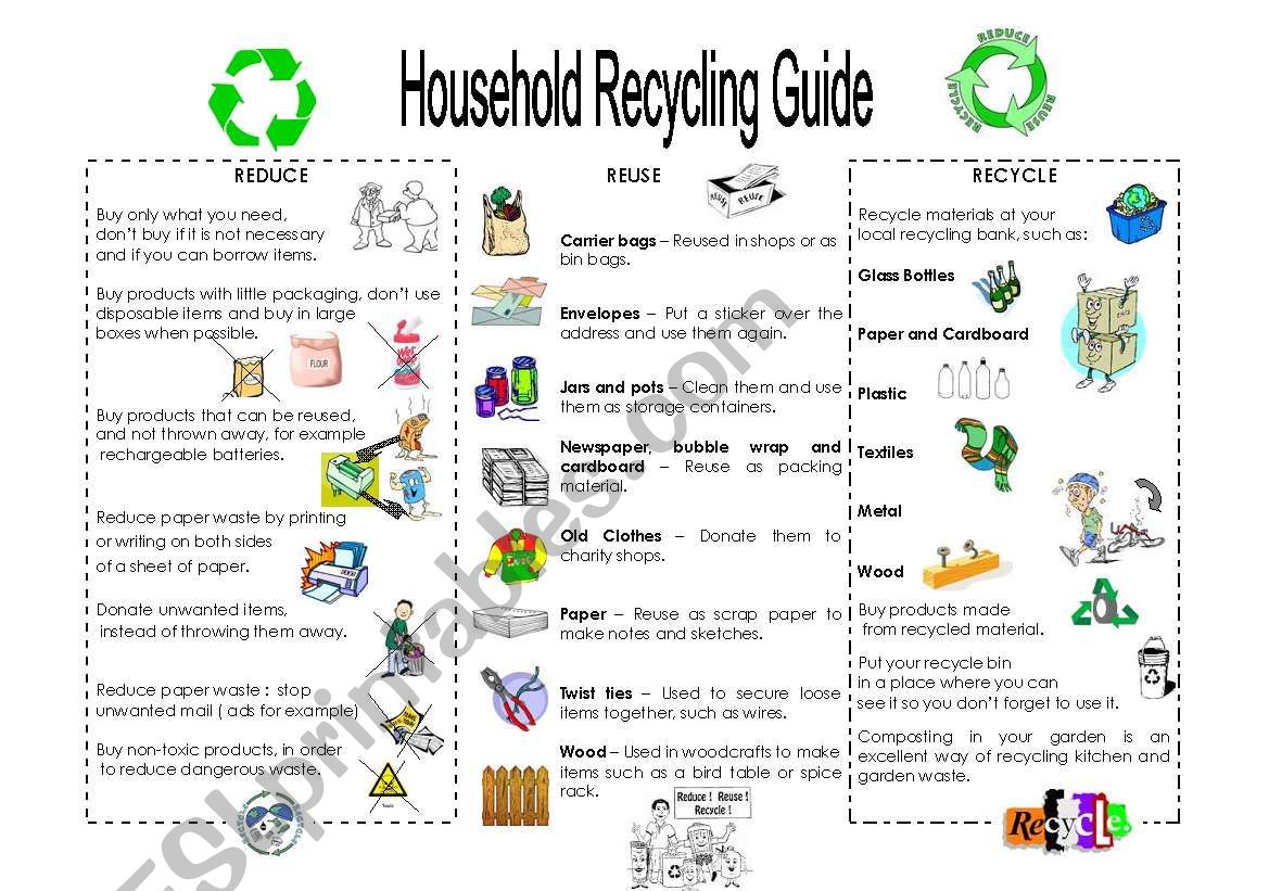 recycling activities worksheet
