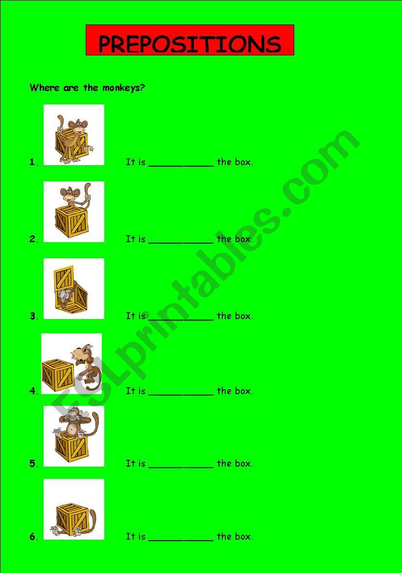 Prepositions worksheet