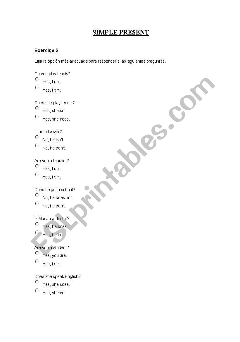 Verb Tenses worksheet