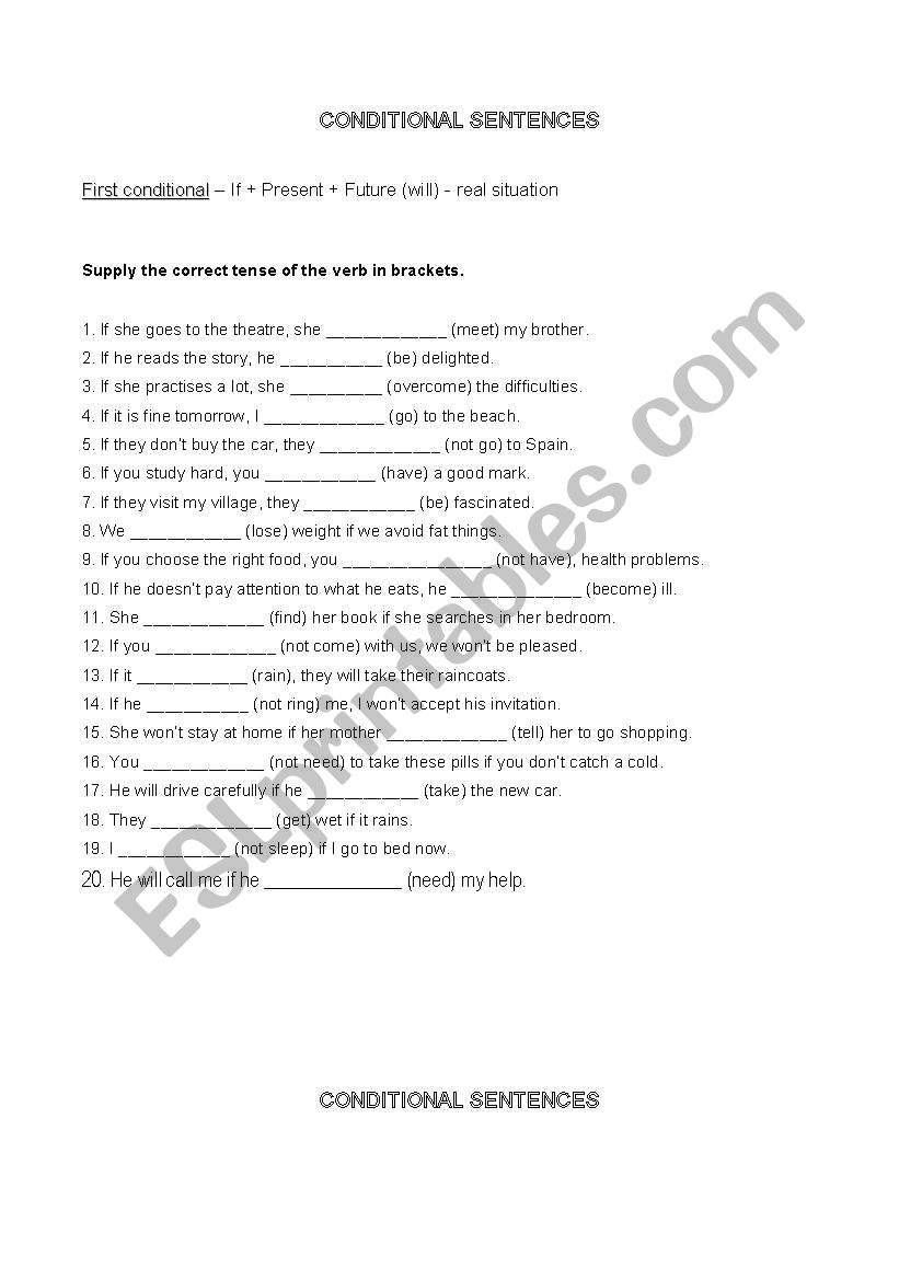 Conditional Sentences worksheet