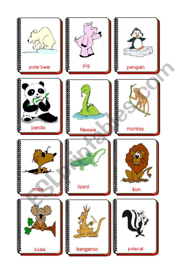 Flashcards animals 4 worksheet
