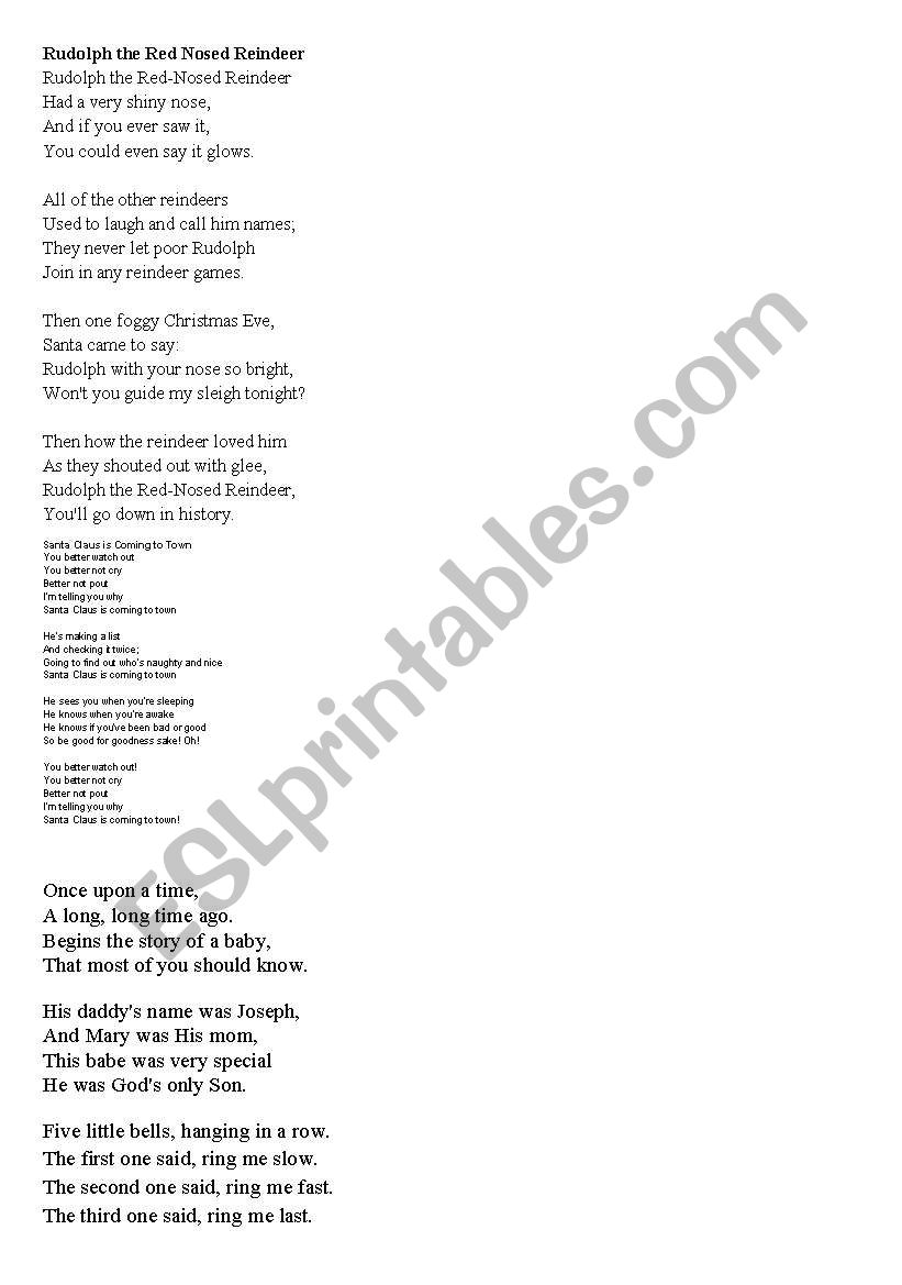 christmas poems worksheet