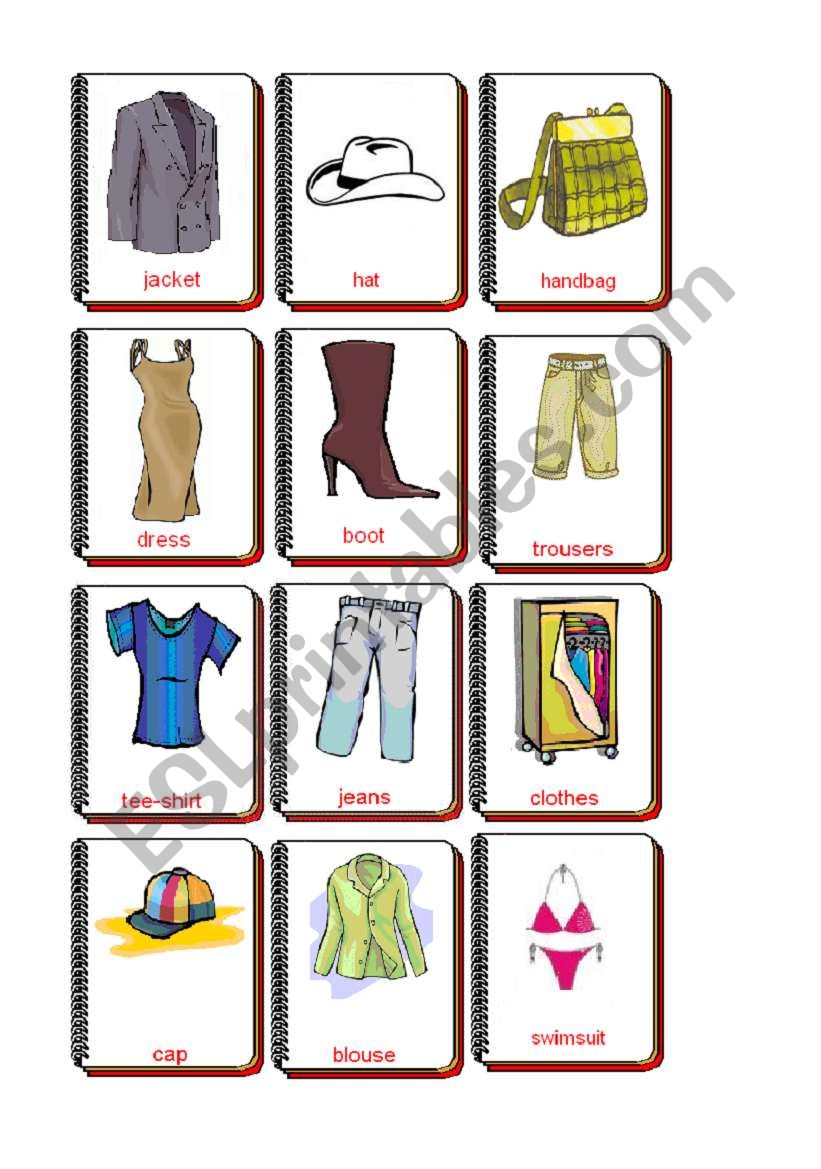 Flashcards clothes 1 - ESL worksheet by Magalie B.