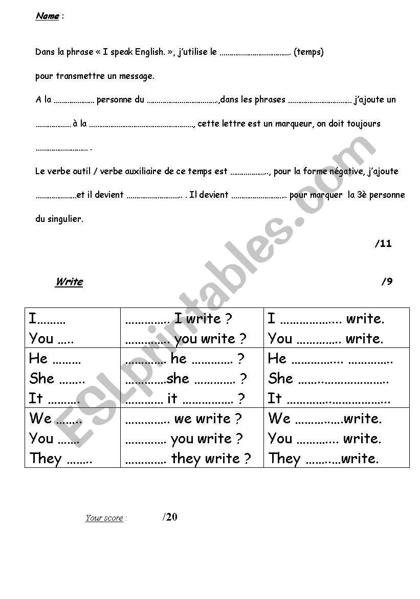 Simple present checking worksheet