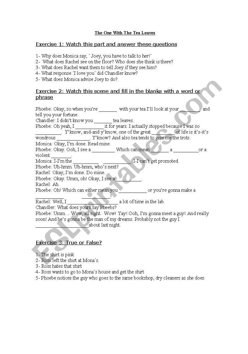 Friends video  worksheet