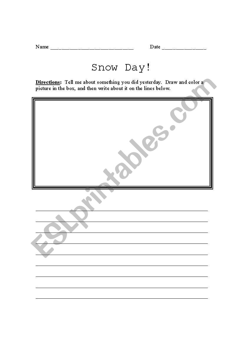 Snow Day Writing Assignment worksheet