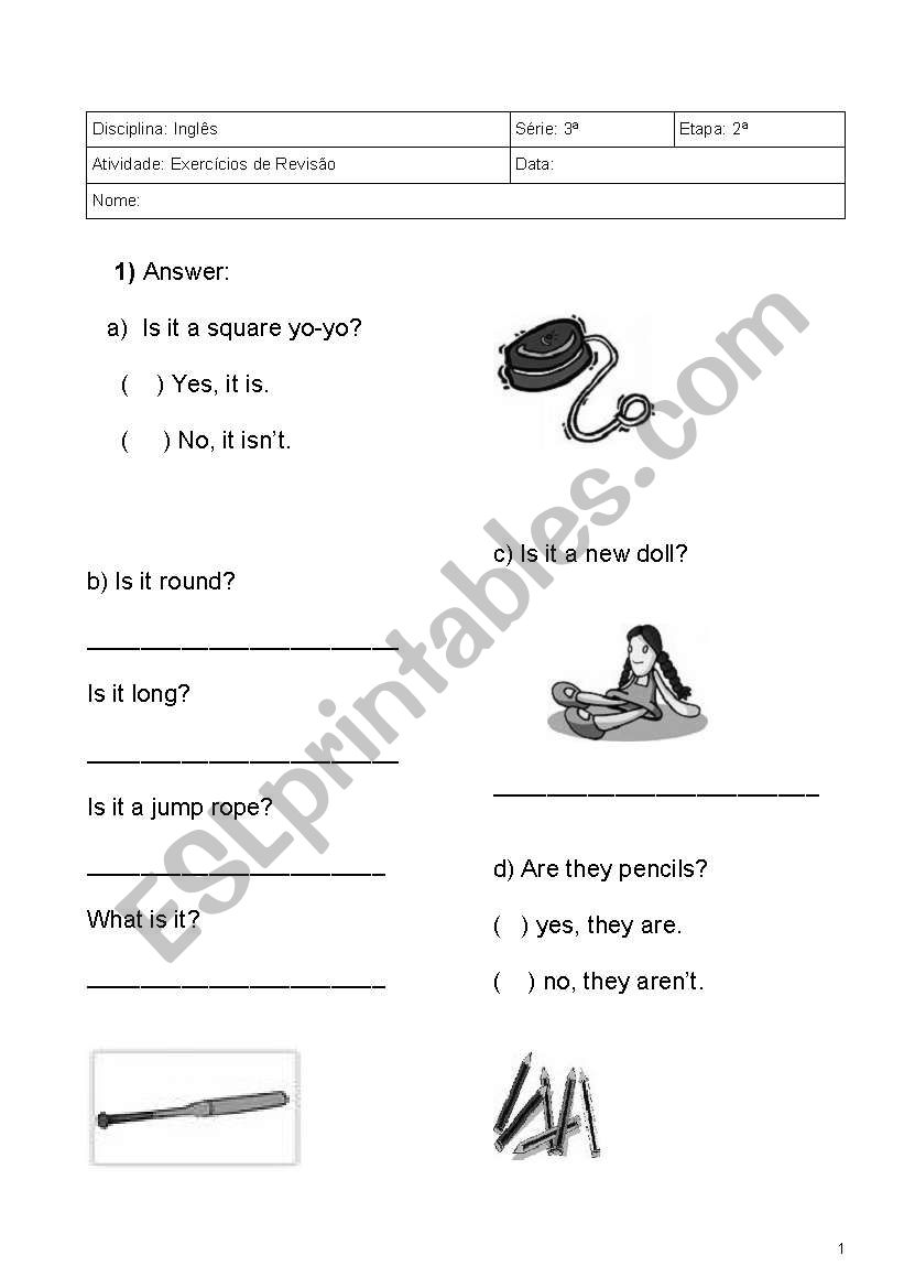 Test on ADJECTIVES (round, square, long, new, old), WEATHER, ABILITIES, THERE IS, THERE ARE