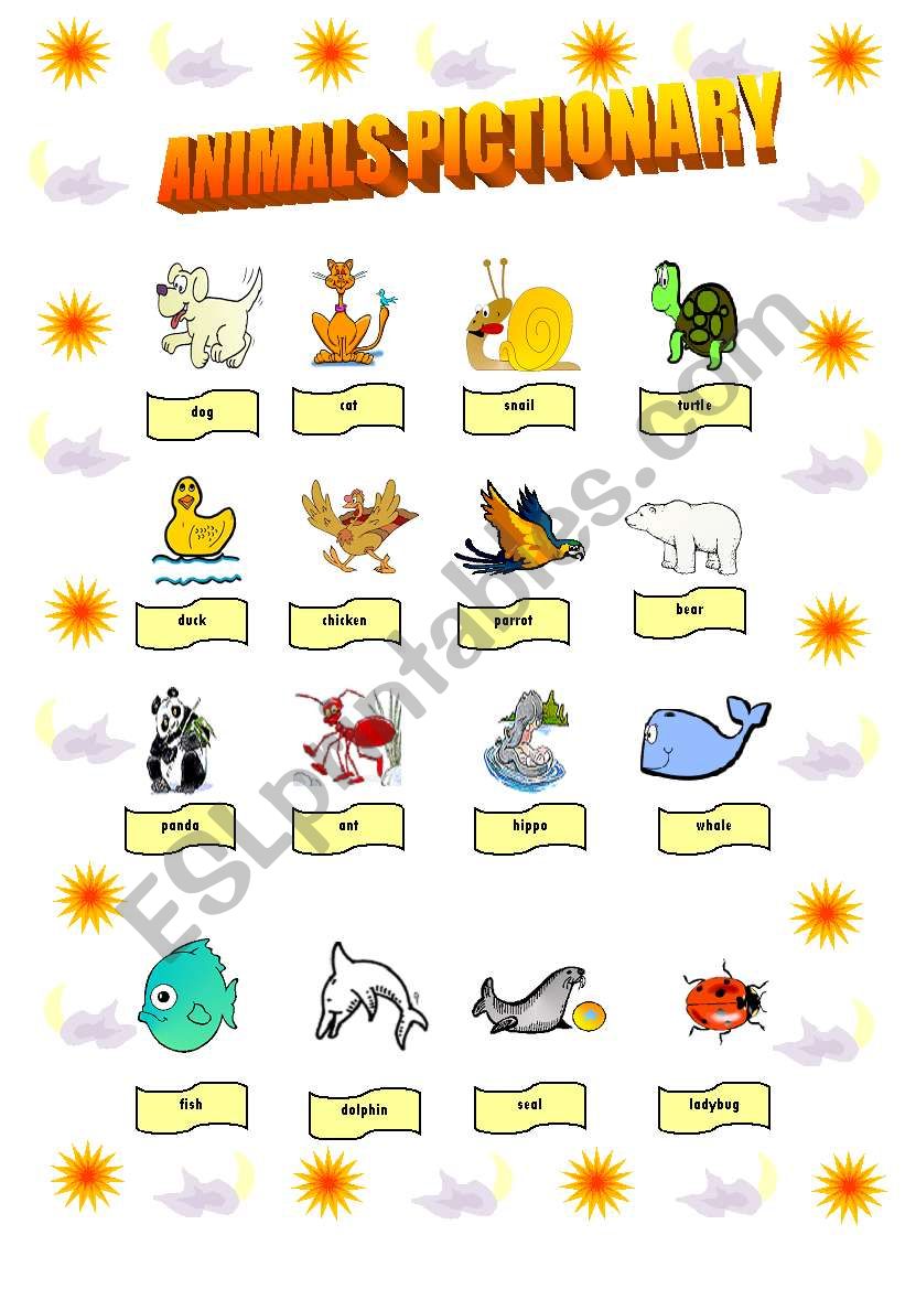 Animals pictionary - 2 worksheet