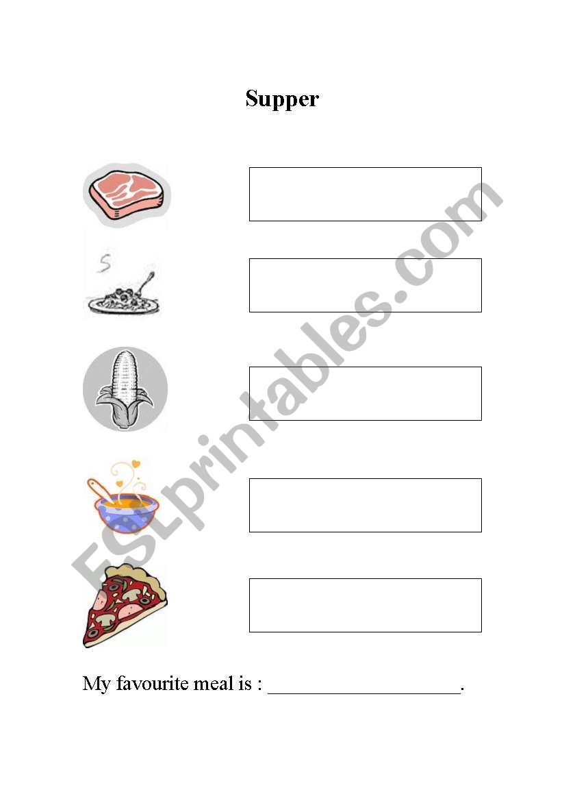 Supper foods worksheet