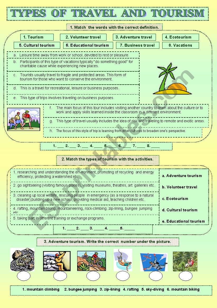 tourism geography worksheet