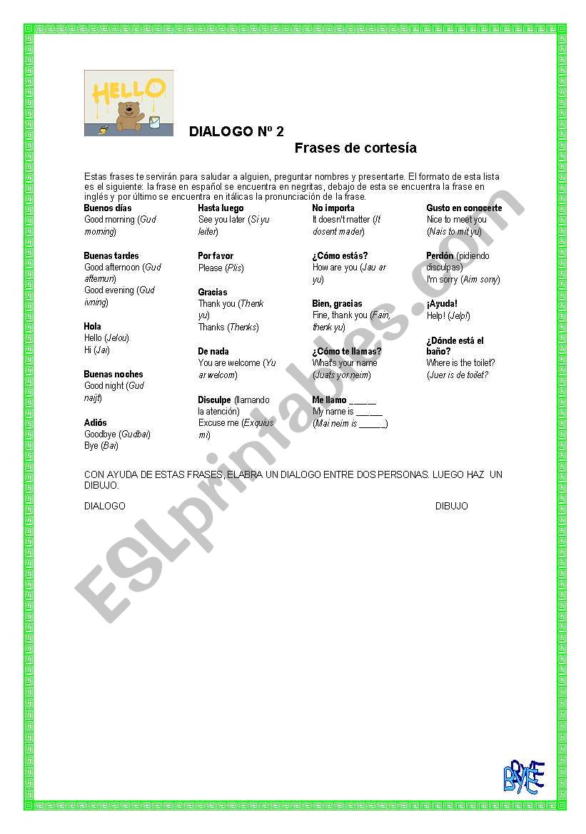 DIALOG DE PRESENTACION worksheet
