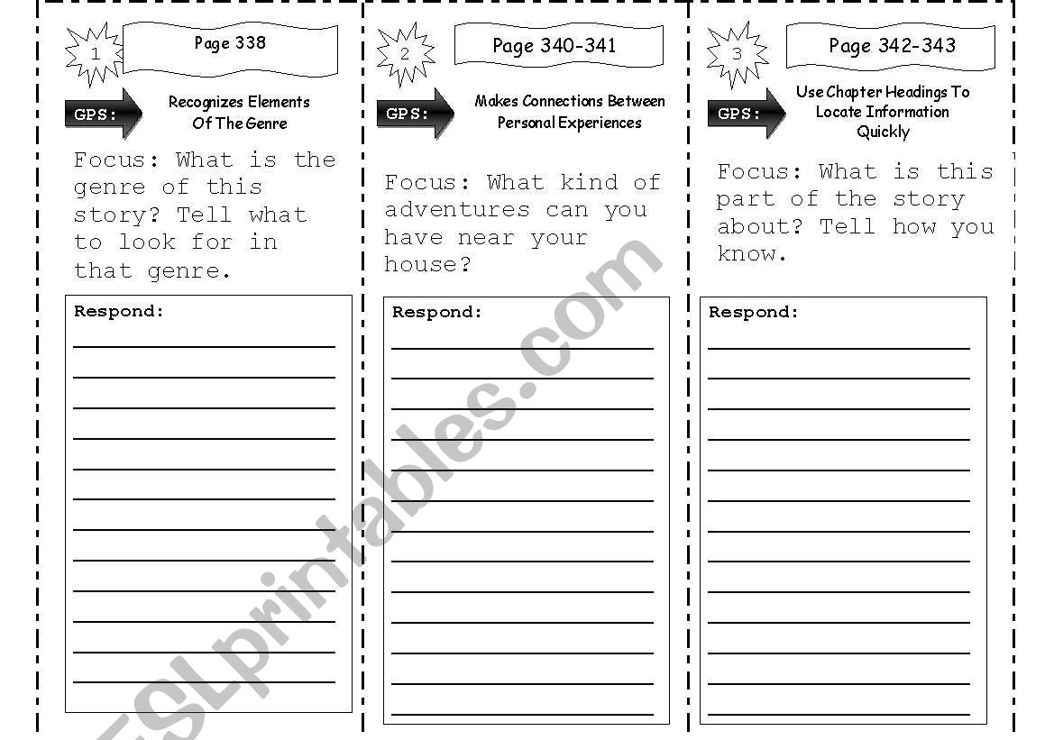 Reading Trifold worksheet
