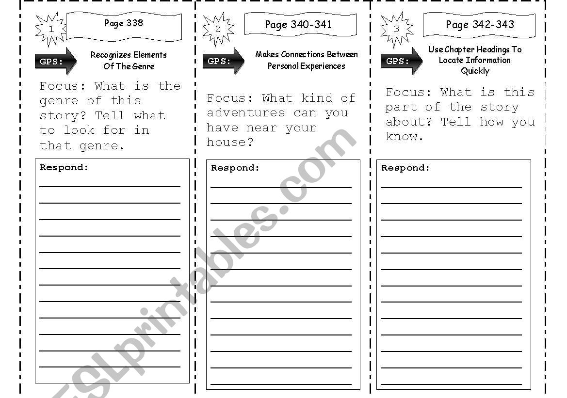 Reading Trifold worksheet