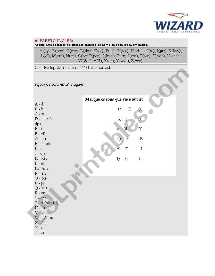 The alphabet worksheet