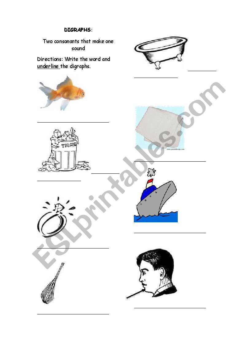 Digraphs worksheet