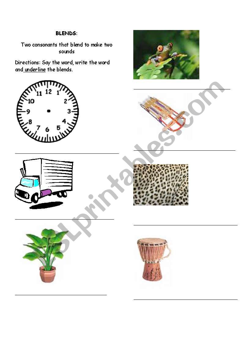 Blends worksheet