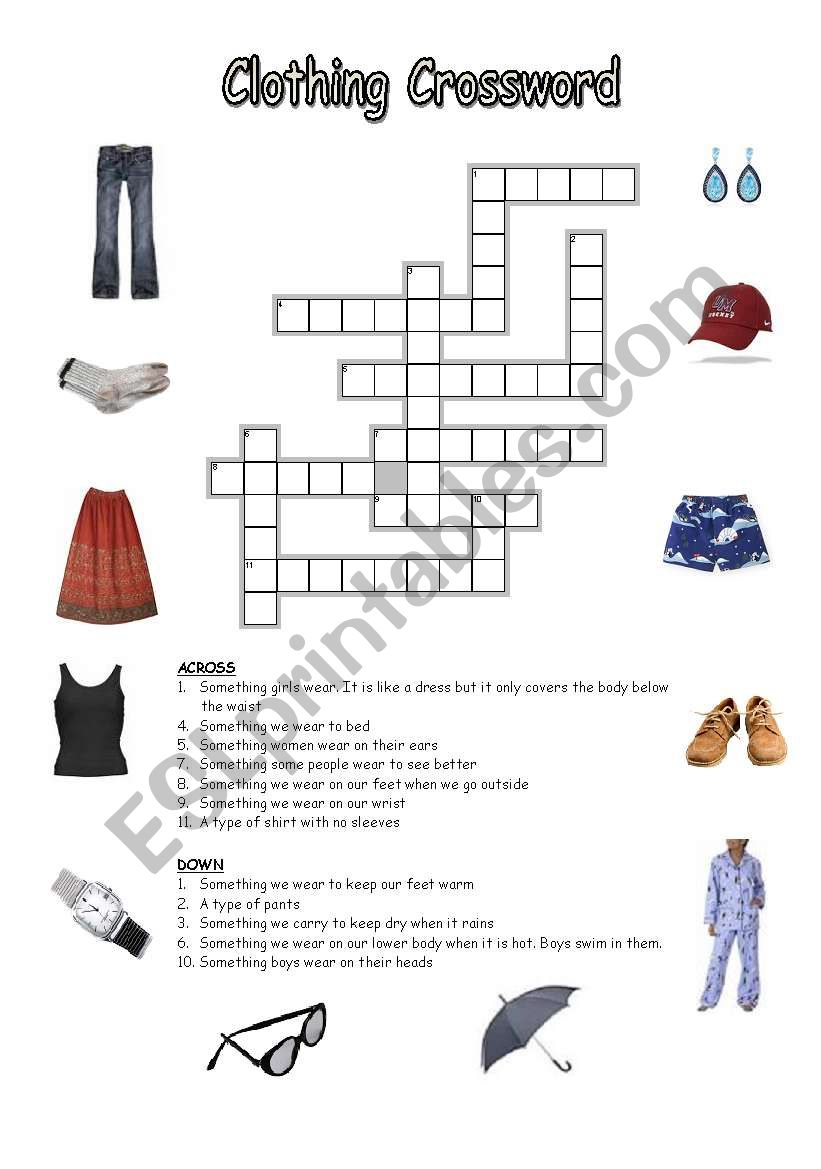Clothing & Accessories Crossword