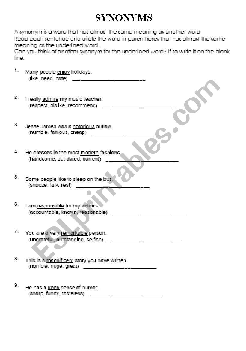 Similar words worksheet