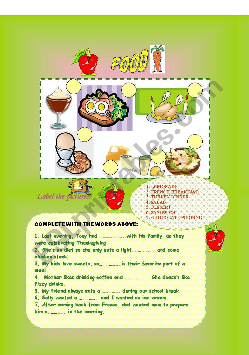 FOOD worksheet