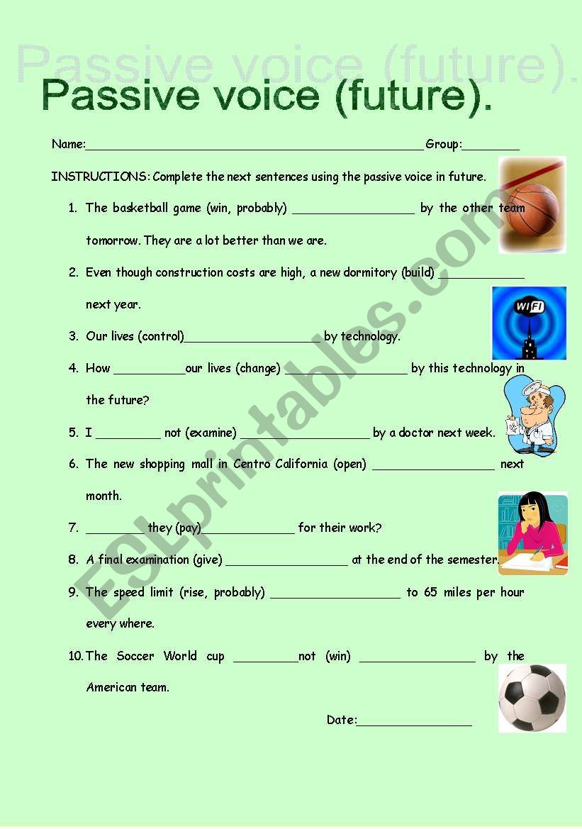 Passive Voice in Future Tense worksheet