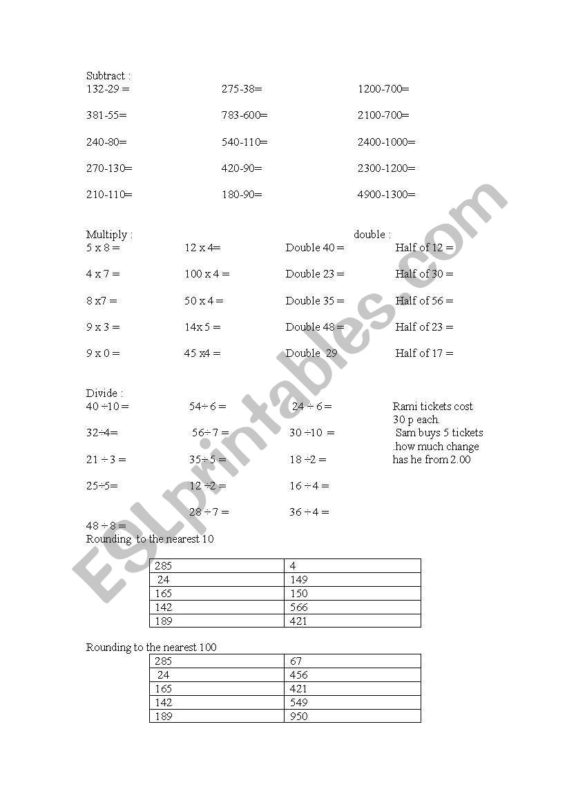 practice worksheet