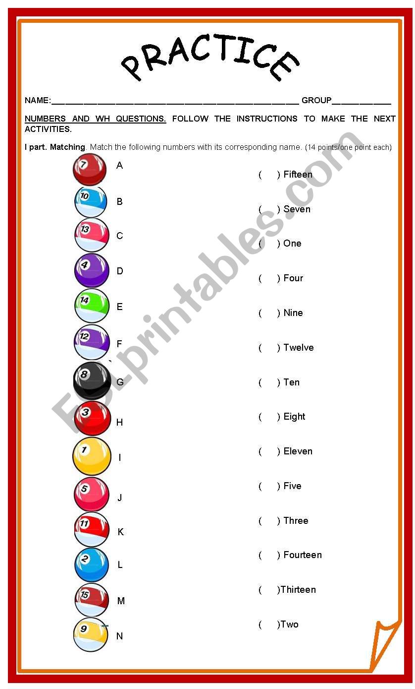 Numbers and wh questions practice