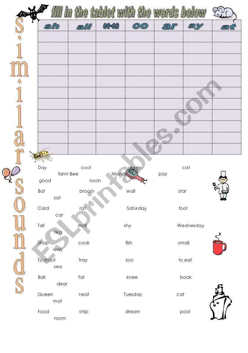 similar sounds worksheet