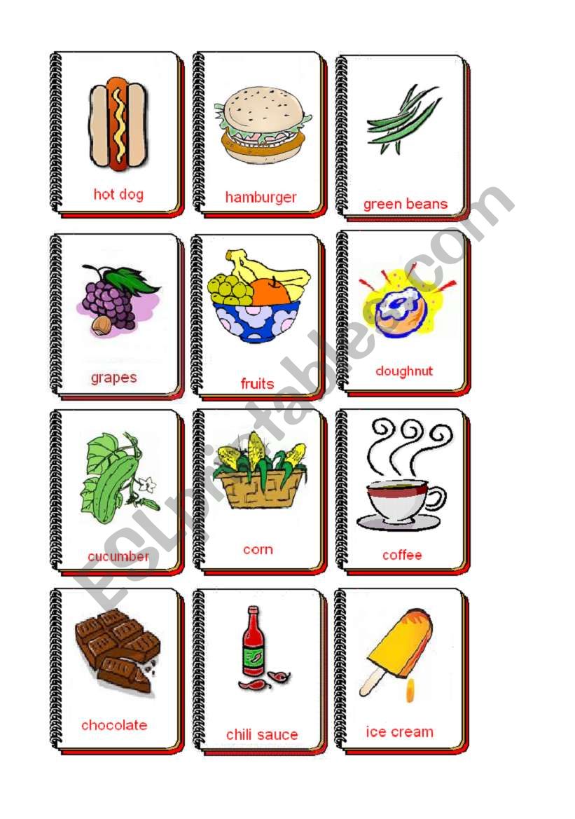 Flashcards food and drink 3 worksheet